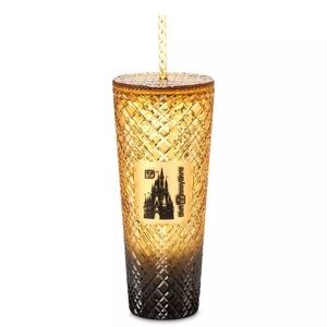 Disney Parks Walt Disney World Castle 24 OZ Starbucks Tumbler Black and Gold